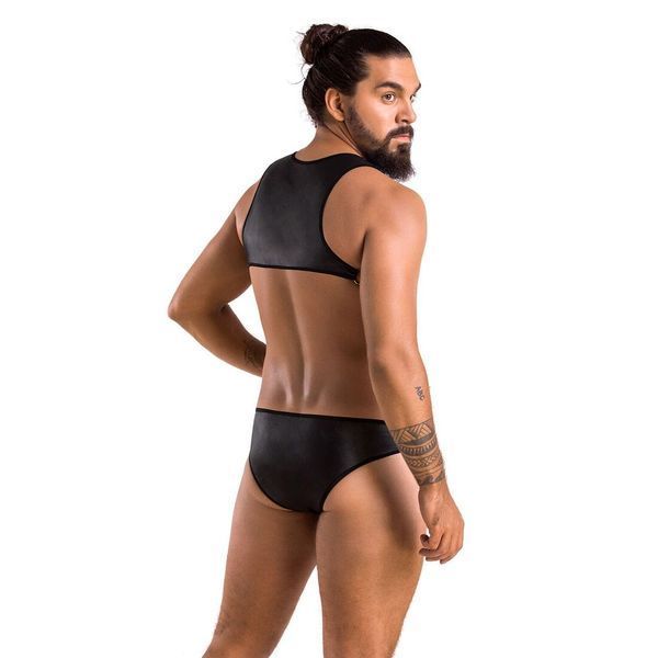 Чоловіче шкіряне боді Passion 056 ADAM XXL/XXXL Black, заклепки SO7632