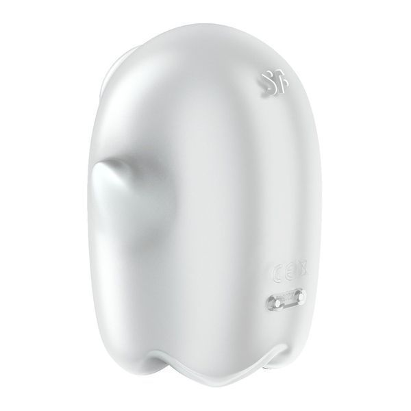Вакуумний кліторальний стимулятор з вібрацією Satisfyer Glowing Ghost White, світиться в темряві SX0544
