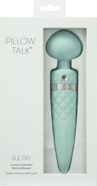 Вібромасажер 2в1 PILLOW TALK - Sultry Teal, класичний масажер і вібратор з ротацією, підігрів SO2718