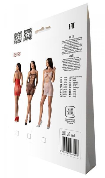 Ажурное мини-платье на тонких бретелях Passion BS096 One Size, red, плетение на груди SO8930