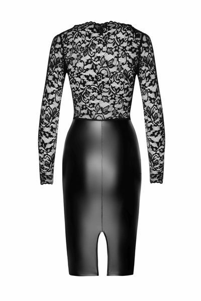 Сукня Noir Handmade F295 Euphoria, M, black, мереживо, глибоке декольте, спідниця міді під латекс SX0208