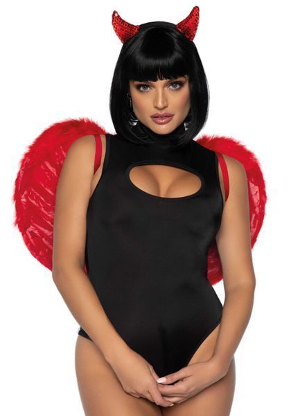Крылья дьяволицы Leg Avenue devil wings Red, настоящие перья SO7946