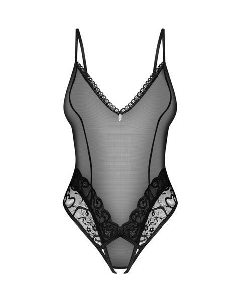 Тедді з доступом Obsessive Blomentis crotchless teddy, M/L, прозоре, відкрита спина, низ-стрінги SX1027