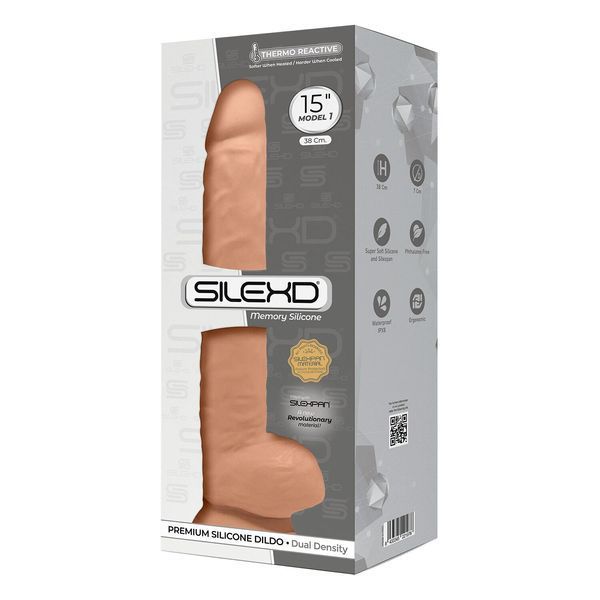 Фаллоимитатор SilexD Kingston Flesh (MODEL 15in), двухслойный, силикон+Silexpan, диаметр 7 см SO6029