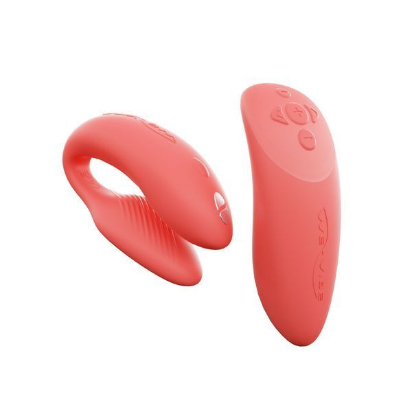 Смарт-вібратор для пар We-Vibe Chorus Crave Coral, сенсорне керування вібраціями стисненням пульта SO6920