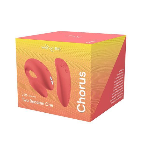 Смарт-вібратор для пар We-Vibe Chorus Crave Coral, сенсорне керування вібраціями стисненням пульта SO6920