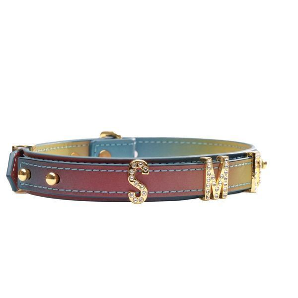 Нашийник LOCKINK Multi-color DIY Alphabet Collar, мультиколір, штучна шкіра, букви зі стразами SX0899