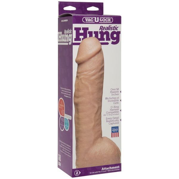 Фалоімітатор Doc Johnson Realistic Hung - Vanilla, Vac-U-Lock, діаметр 7 см SO4540