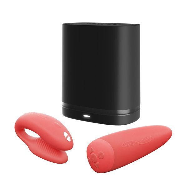 Смарт-вібратор для пар We-Vibe Chorus Crave Coral, сенсорне керування вібраціями стисненням пульта SO6920