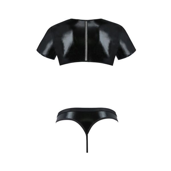 Комплект чоловічої білизни під латекс Passion 057 SET PETER L/XL Black, кроп-топ, стринги SO7633