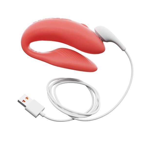 Смарт-вібратор для пар We-Vibe Chorus Crave Coral, сенсорне керування вібраціями стисненням пульта SO6920