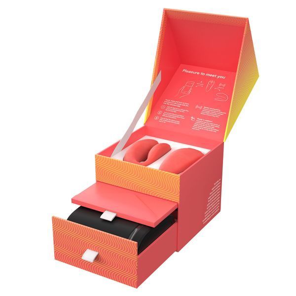 Смарт-вібратор для пар We-Vibe Chorus Crave Coral, сенсорне керування вібраціями стисненням пульта SO6920