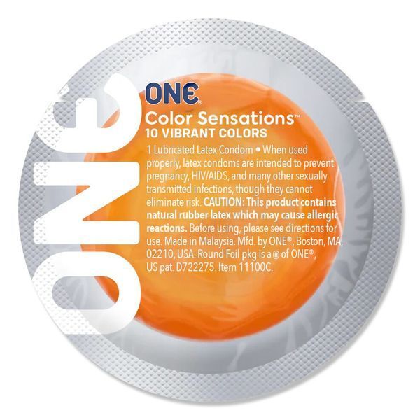 Набір презервативів ONE Color Sensations, 100 шт, кольорові, 10 кольорів, зі змазкою, паковання-тубус SX0740