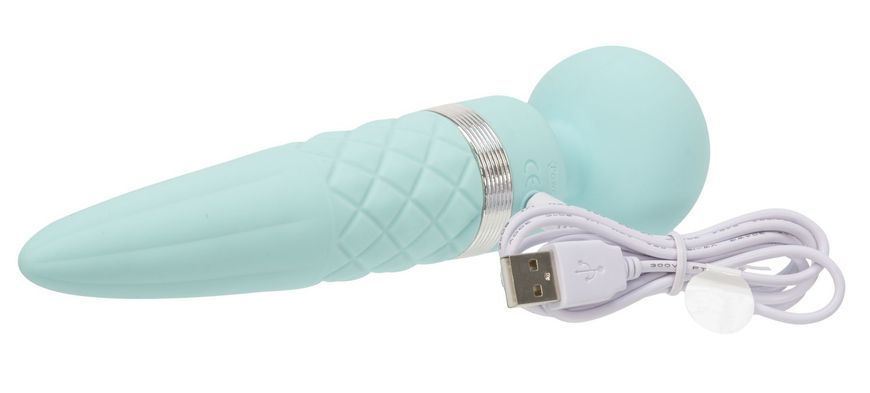 Вібромасажер 2в1 PILLOW TALK - Sultry Teal, класичний масажер і вібратор з ротацією, підігрів SO2718