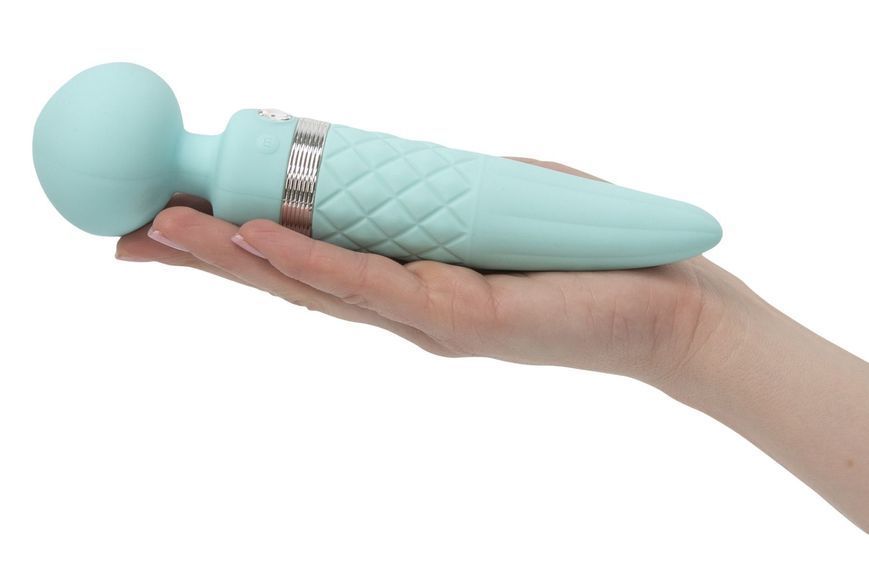 Вібромасажер 2в1 PILLOW TALK - Sultry Teal, класичний масажер і вібратор з ротацією, підігрів SO2718
