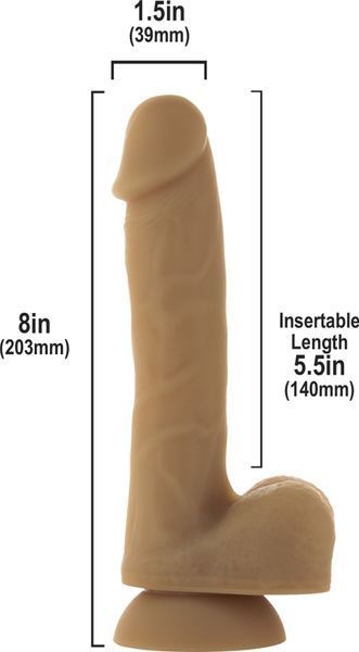 Гибкий фаллоимитатор на присоске ADDICTION &mdash; ANDREW 8&Prime; Silicone Dong &mdash; Caramel, вибропуля в подарок SO5579