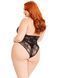 Тедди Leg Avenue Floral lace deep-V teddy, 1X/2X, черное, кружевное, открытая спина, высокие трусики SX1084 фото 2