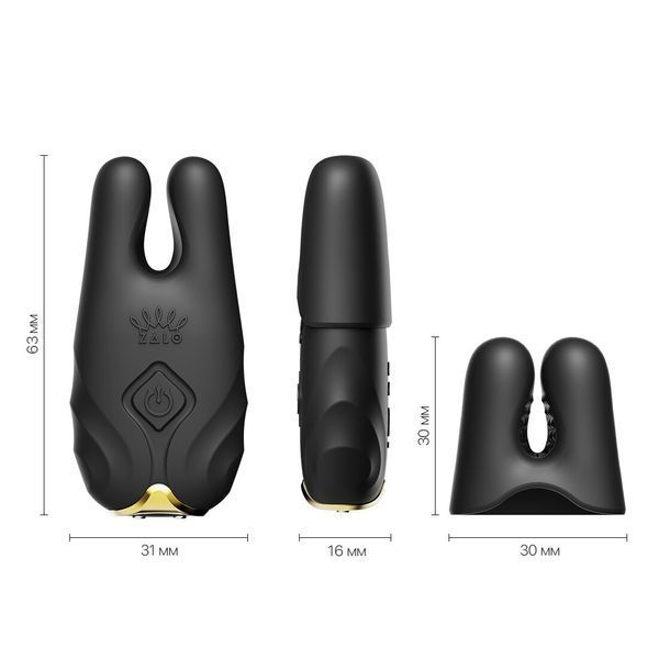 Смарт-вибратор для груди Zalo - Nave Obsidian Black, пульт ДУ, работа через приложение SO7490