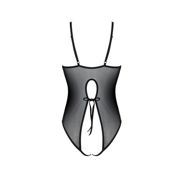 Боді з ажурним декором та відкритим кроком Passion URSULA BODY XXL/XXXL, black SO5831