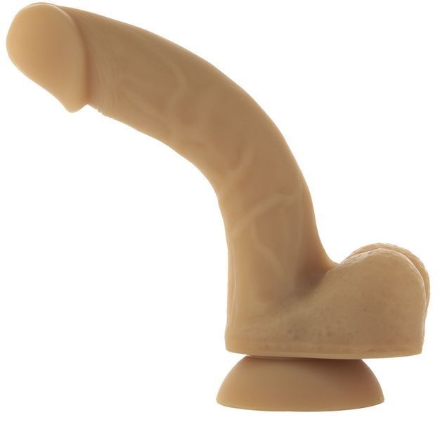 Гибкий фаллоимитатор на присоске ADDICTION &mdash; ANDREW 8&Prime; Silicone Dong &mdash; Caramel, вибропуля в подарок SO5579