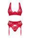 Комплект белья Obsessive Lacelove cupless 3-pcs set XL/2XL Red, бюстгальтер, стринги, пояс для чулок SO8657 фото 3