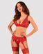 Комплект белья Obsessive Lacelove cupless 3-pcs set XL/2XL Red, бюстгальтер, стринги, пояс для чулок SO8657 фото 1