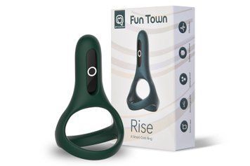 Двойное эрекционное кольцо Fun Town Rise Turquoise, управление со смартфона SO5748