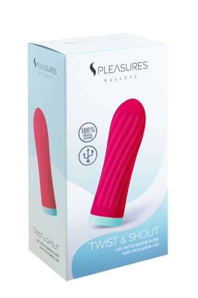 Віброкуля S Pleasures Bullets Twist & Shout Cerise, яскраво-рожева, ребриста поверхня, 10 режимів SX1605