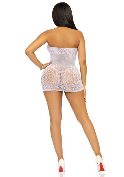 Платье-сетка со стразами Leg Avenue Rhinestone halter mini dress White, открытая спина, one size SO7957