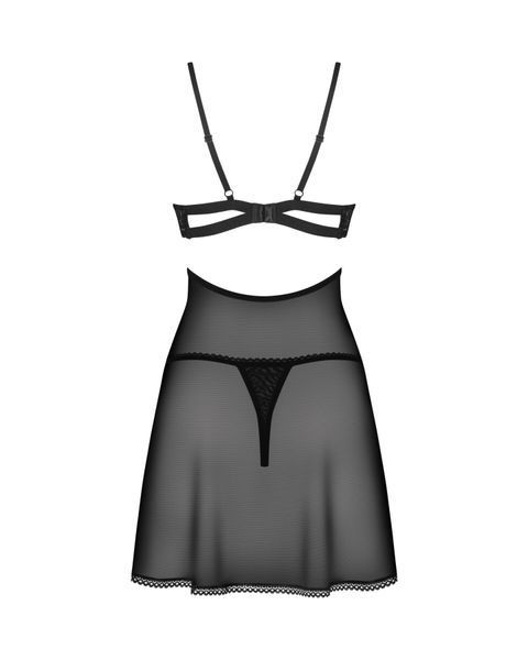 Беби-долл Obsessive Nutris babydoll & thong, XS/S, имитация лифа и юбочки, стринги в комплекте SX1163