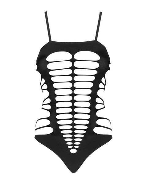 Бодистокинг с поперечными вырезами Obsessive B122 teddy S/M/L, черный SO7210