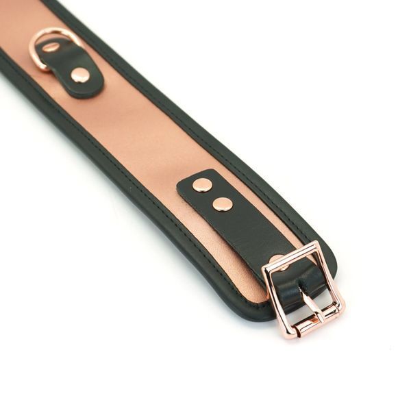 Широкий нашийник з повідцем Liebe Seele Rose Gold Memory Collar with Leash, натуральна шкіра SO9494