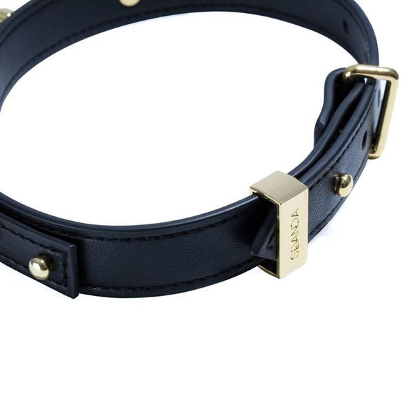 Нашийник LOCKINK Dark DIY Alphabet Collar, чорний, штучна шкіра, букви зі стразами SX0900