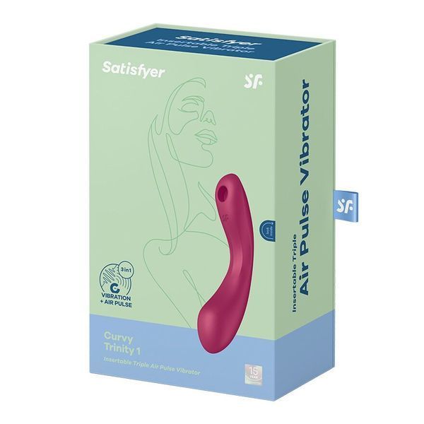 Вакуумный стимулятор с вибрацией Satisfyer Curvy Trinity 1 Red, игрушка 3в1 SO8407