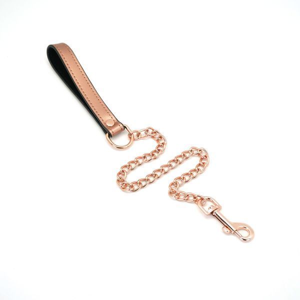 Широкий нашийник з повідцем Liebe Seele Rose Gold Memory Collar with Leash, натуральна шкіра SO9494