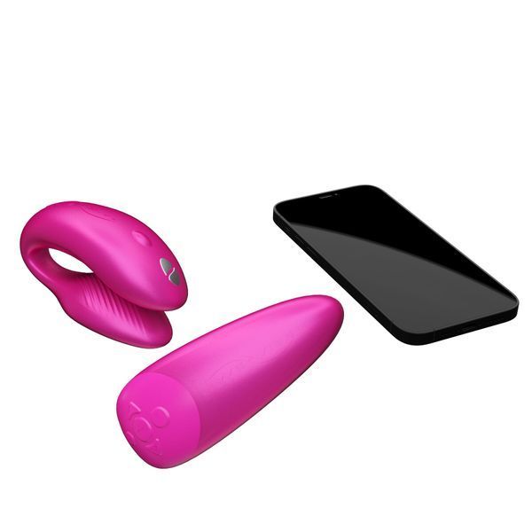 Смарт-вібратор для пар We-Vibe Chorus Cosmic Pink, сенсорне керування вібраціями стисненням пульта SO6921