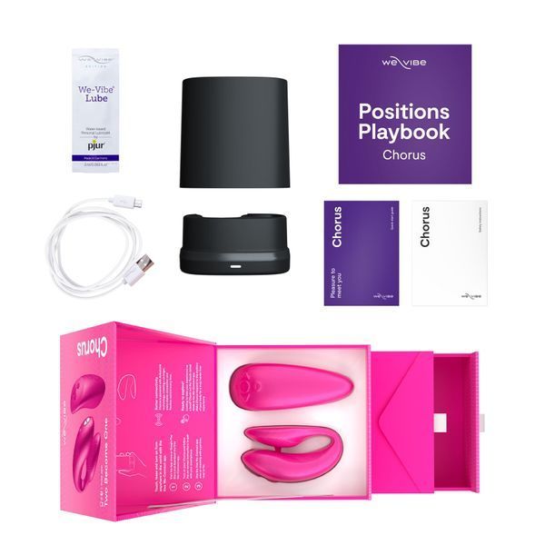 Смарт-вібратор для пар We-Vibe Chorus Cosmic Pink, сенсорне керування вібраціями стисненням пульта SO6921