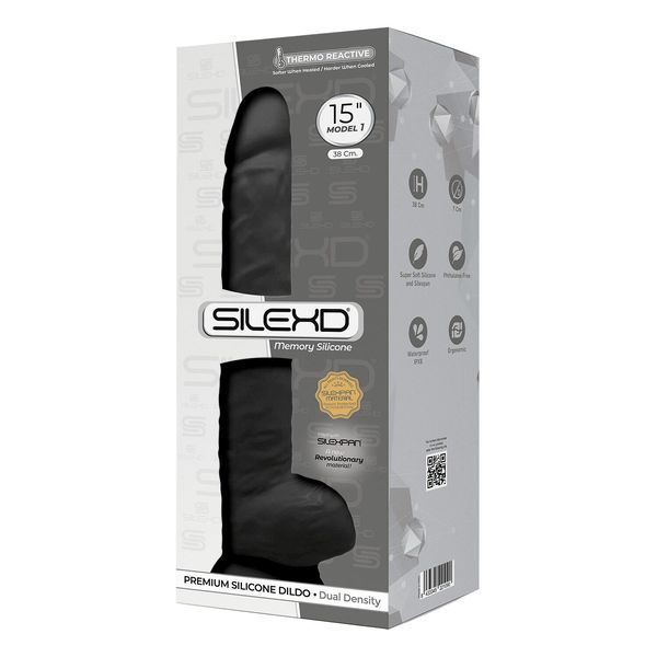 Фалоімітатор SilexD Kingston Black (MODEL 15in), двошаровий, силікон+Silexpan, діаметр 7 см SO6030