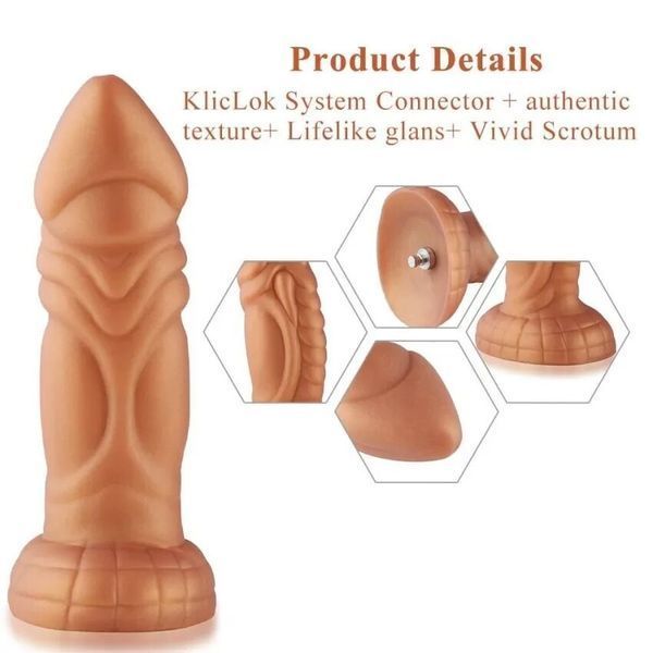 Фалоімітатор з вібрацією Hismith Slightly Curved Vibrating Silicone Dildo Monster Series, KlicLok SO9963