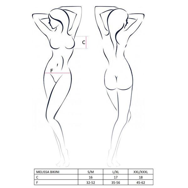 Комплект белья Passion MELISSA BIKINI L/XL, black, лиф со шнуровкой и трусики стринги EL15901