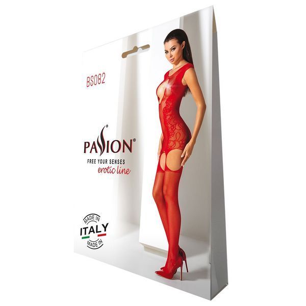 Ажурний бодістокінг з панчохами Passion BS082 white SO4737