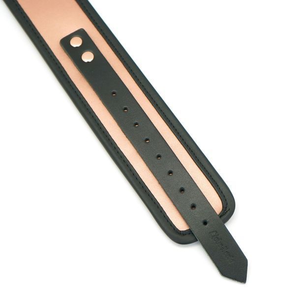 Широкий нашийник з повідцем Liebe Seele Rose Gold Memory Collar with Leash, натуральна шкіра SO9494