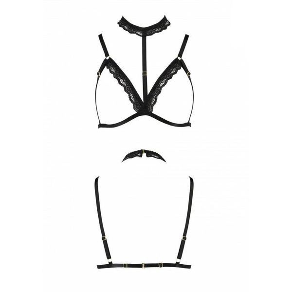 Бюстгальтер-стрепи з чокером Passion Exclusive SHELLY BRA S/M, black PS27902