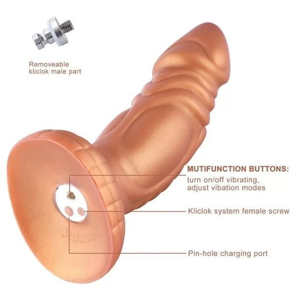 Фалоімітатор з вібрацією Hismith Slightly Curved Vibrating Silicone Dildo Monster Series, KlicLok SO9963