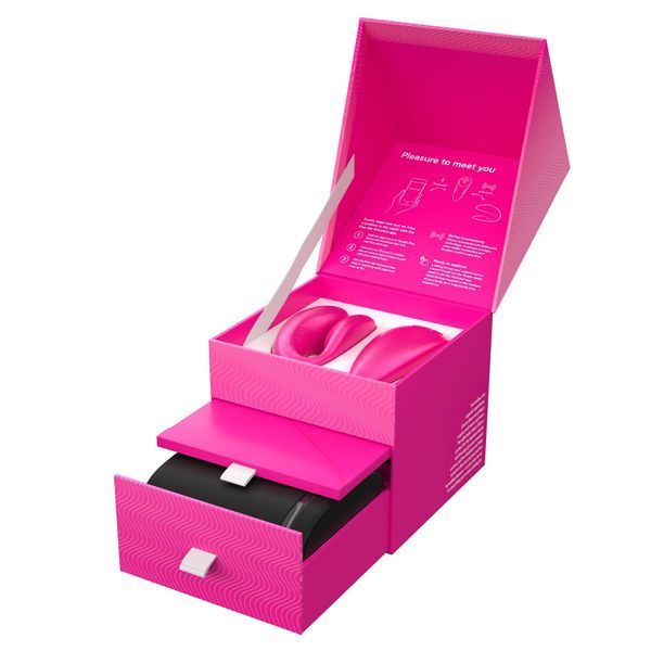Смарт-вібратор для пар We-Vibe Chorus Cosmic Pink, сенсорне керування вібраціями стисненням пульта SO6921