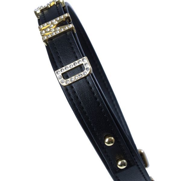 Нашийник LOCKINK Dark DIY Alphabet Collar, чорний, штучна шкіра, букви зі стразами SX0900