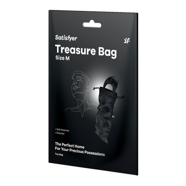 Мешочек для секс-игрушек Satisfyer Treasure Bag M, черный, на шнурке SX0546