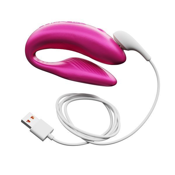 Смарт-вібратор для пар We-Vibe Chorus Cosmic Pink, сенсорне керування вібраціями стисненням пульта SO6921