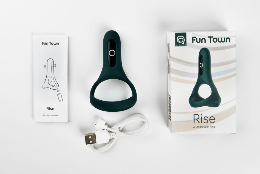 Подвійне ерекційне кільце Fun Town Rise Turquoise, керування зі смартфона SO5748