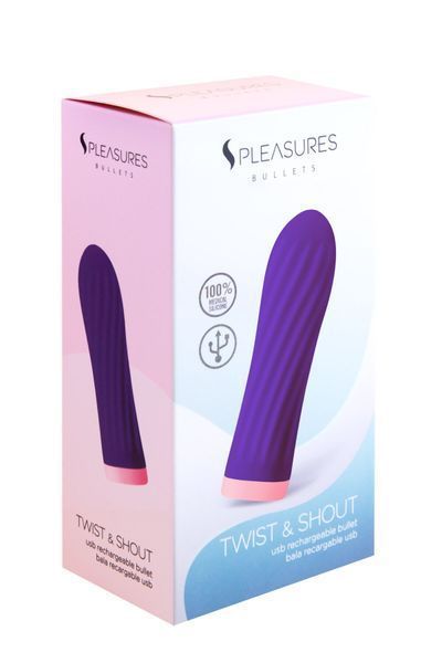 Віброкуля S Pleasures Bullets Twist & Shout Purple, фіолетова, ребриста поверхня, 10 режимів SX1606